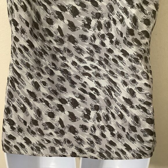 Banana Republic Grey Cheetah Leopard Print Sheer Summer McBling Ruffle Top Small - Picture 8 of 10